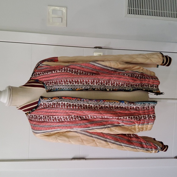 Free People Pandora Reversible Multicolor Patchwork Oversize Bomber Jacket - Picture 3 of 15